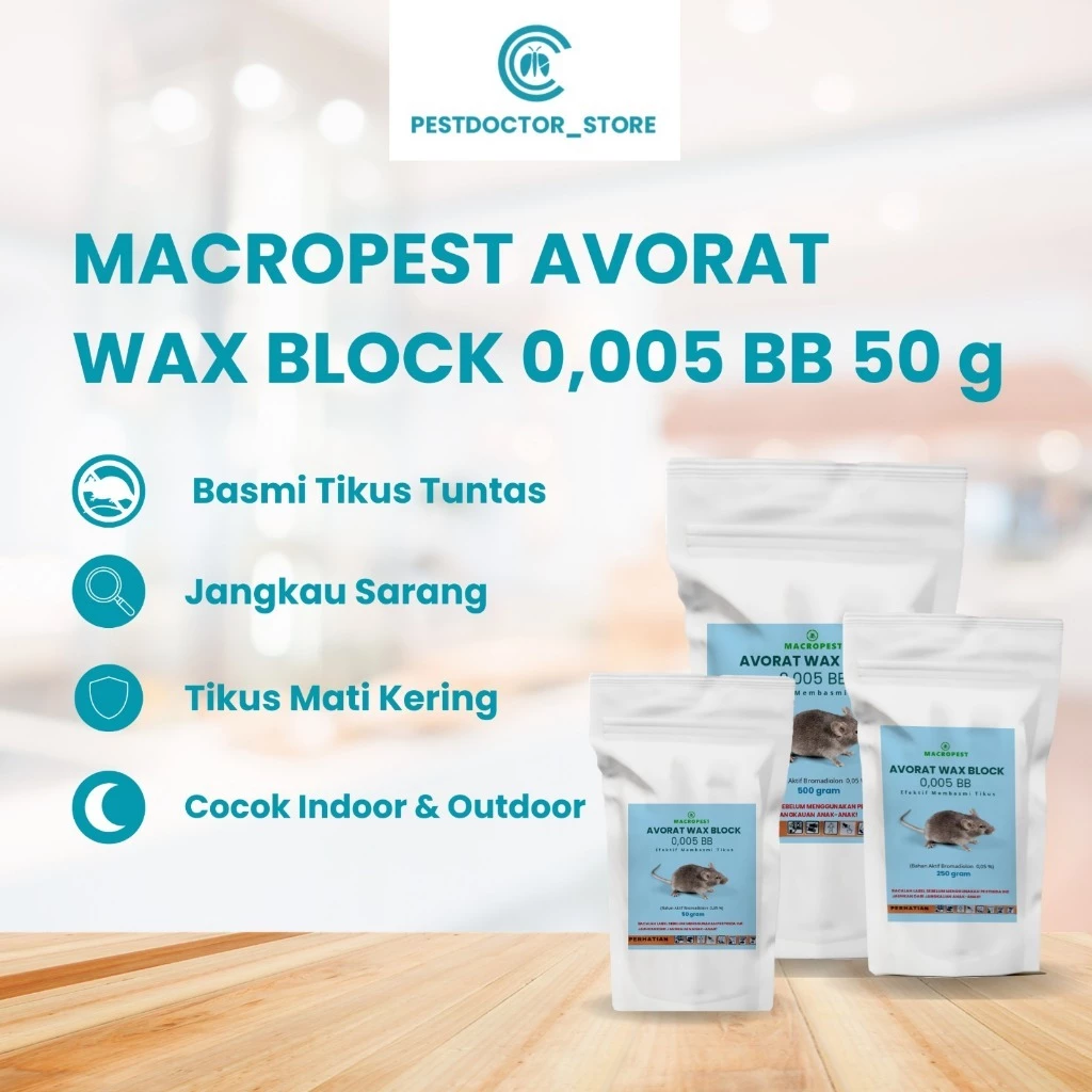 Macropest Paket Kotak Umpan Padat 50gr - Media Pembasmi Tikus Pengerat Rumah