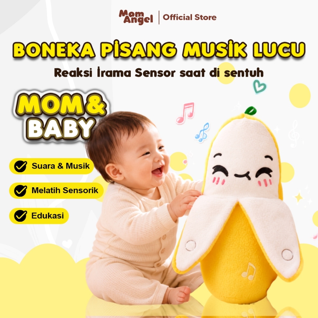 Mainan Musik Boneka Pisang Lucu Sentuh Bersuara 3 in 1 Mainan Edukasi Anak Viral Boneka Sensorik Lampu Seru Interaktif Bayi Belajar Bermain Clay Slime Gantungan Tas