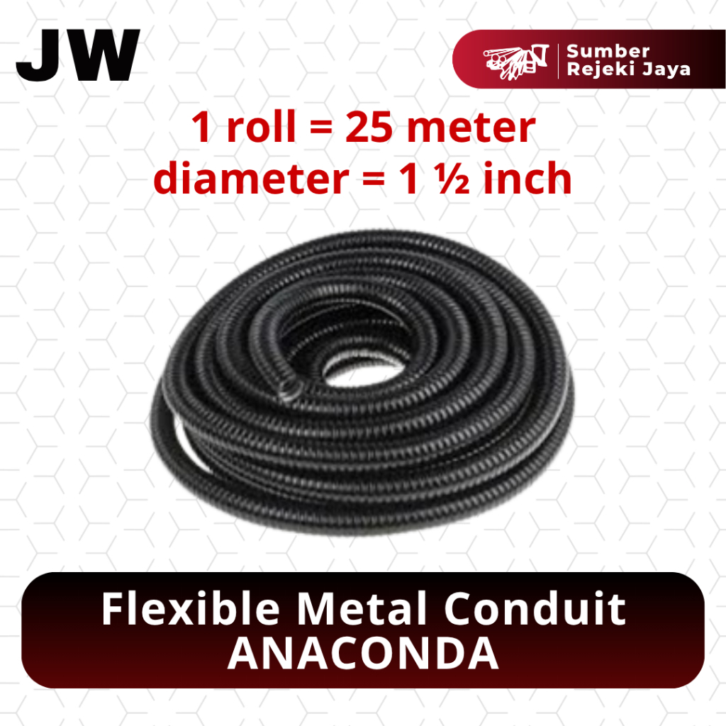 Flexible metal conduit (anaconda) 12mm galvanis 25m rol | 1 1/2ÔÇØ 1 1/2 inch
