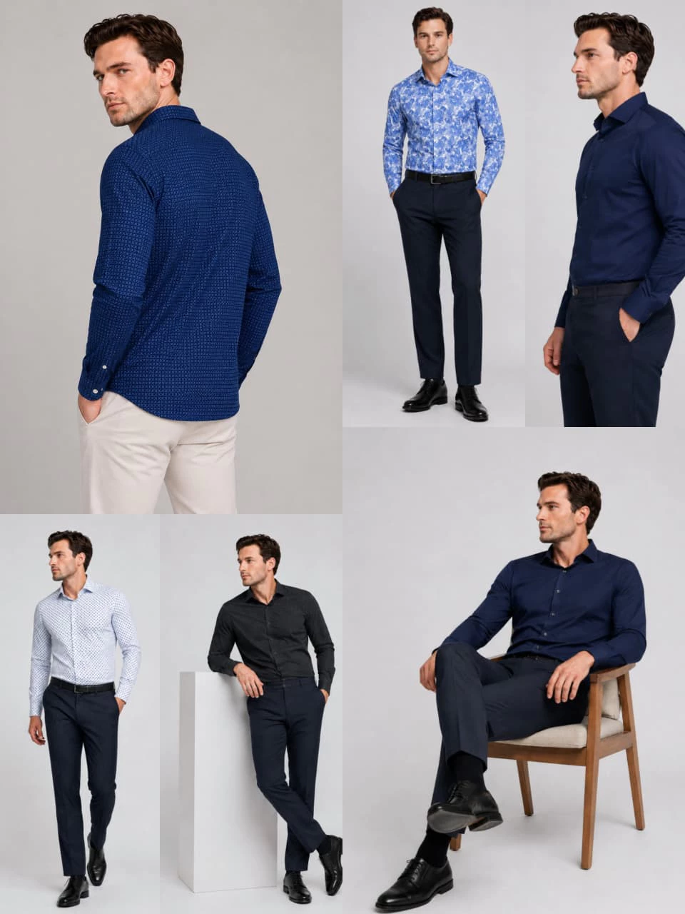 Kemeja Formal Pria Kantoran MRN Slim-Fit Performance Solid Long Sleeve Woven Shirt - 3241