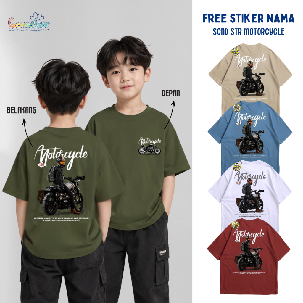 Kaos Anak Motif Motorcycle Touring + Free Stiker Nama - SSA178