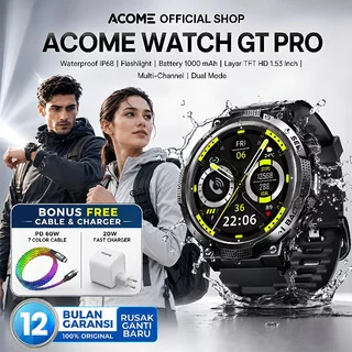 [PROMO] ACOME Smartwatch GT PRO Waterproof Amoled AOD Cover Flashlight Bluetooth Call Smart Watch AWY102 1.60'' 360*360 Display Heart Rate&Blood Garansi 1 Tahun