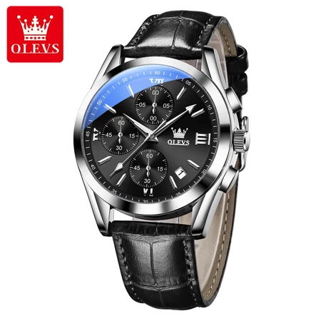 RK003 OLEVS Jam Tangan Pria Original Anti Air Tahan Led Sport Analog Chronograph Stainless Steel Watch Men