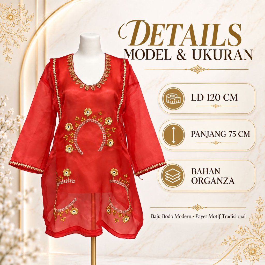 Jual Baju Bodo Modern Premium Lengan Panjang Full Payet Motif ...
