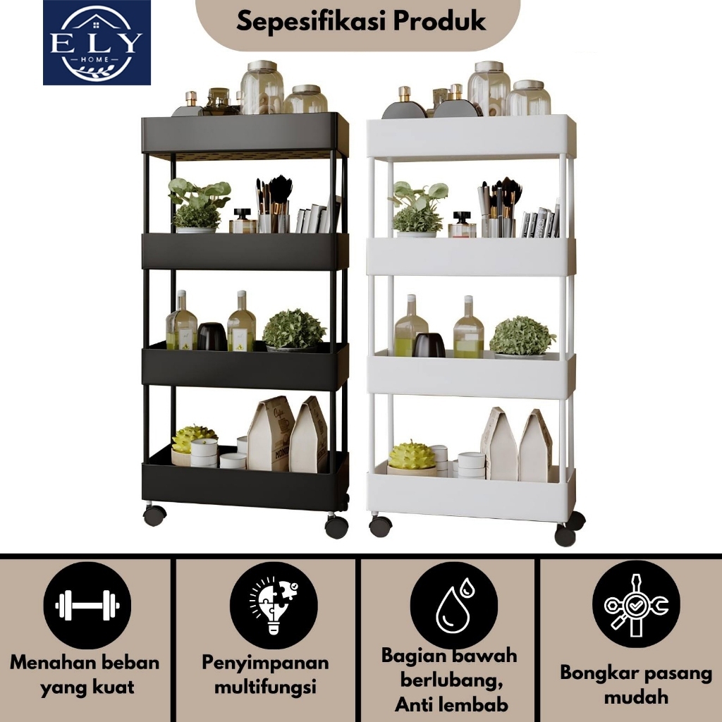 Rak Susun Serbaguna 4 Roda untuk Dapur foto 3