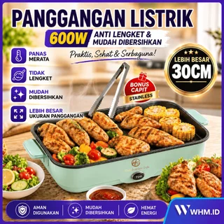 Panggangan BBQ Elektrik 30CM Anti Lengket 600W Cepat Panas Grill Listrik Mini Hemat Listrik