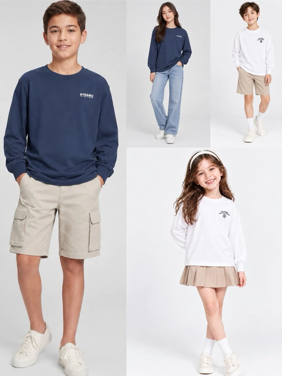 Kaos Lengan Panjang Anak Cewe Cowo TPN Kids Cool Air Cotton Ribbed-Long Sleeve Unisex T-Shirt - 3302