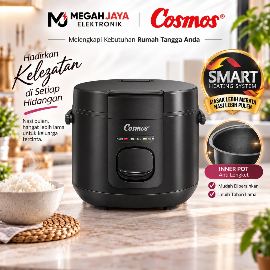 [COD READY] COSMOS RICE COOKER / MAGIC COM 3 IN 1 ANTI LENGKET CRJ 3375 / CRJ-3375 / CRJ3375 (1,8 LITER) GARANSI RESMI