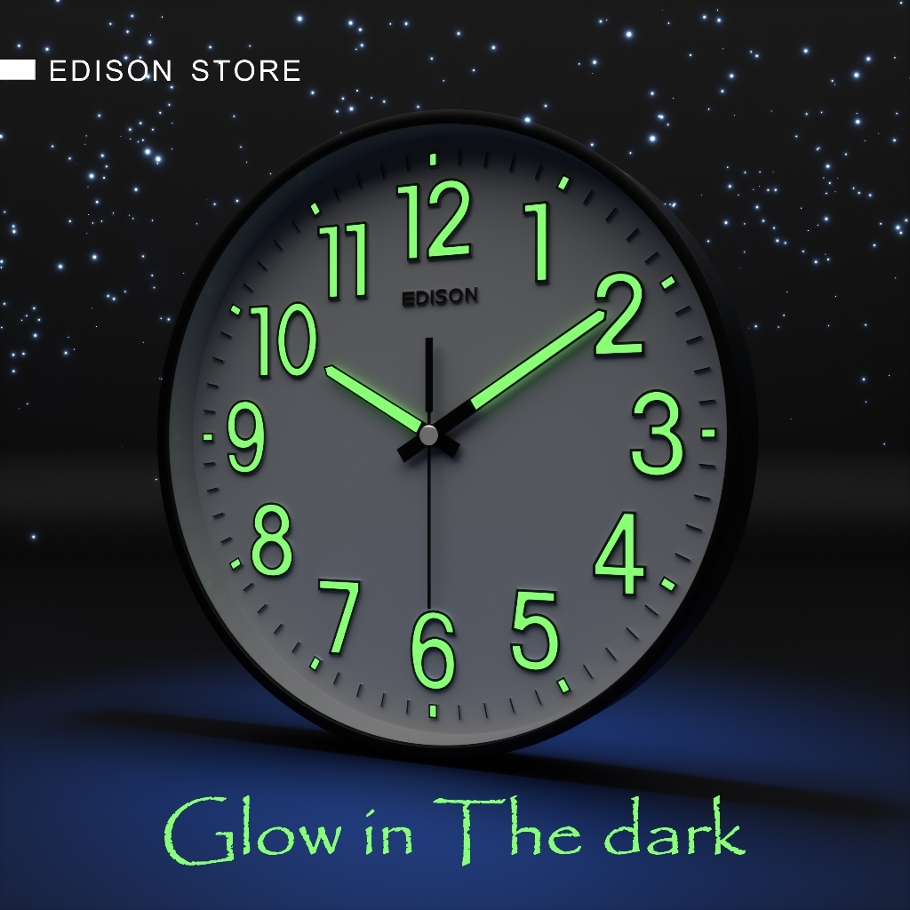 Jam Dinding Edison Sweep ES 320 T64 Glow in the Dark Timbul Diameter 320mm 32cm