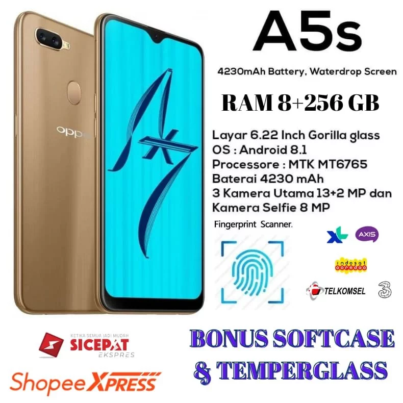HP OPPO A5S ram 8/256GB 4G LTE Smartphone GARANSI 1 TAHUN