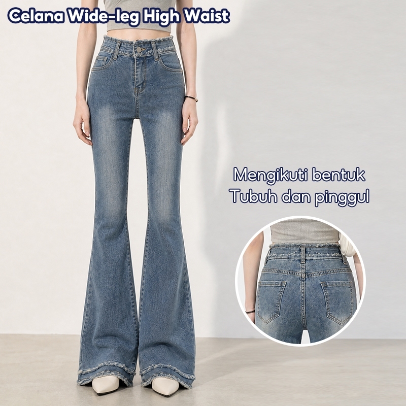 Jual PAN'S Celana Jeans Wanita Wide Leg High Waist | Celana Denim Baggy ...