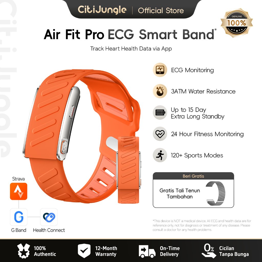 Jual CitiJungle AirFit Pro Smart Band ECG Tanpa Layar Kesehatan HRV ...