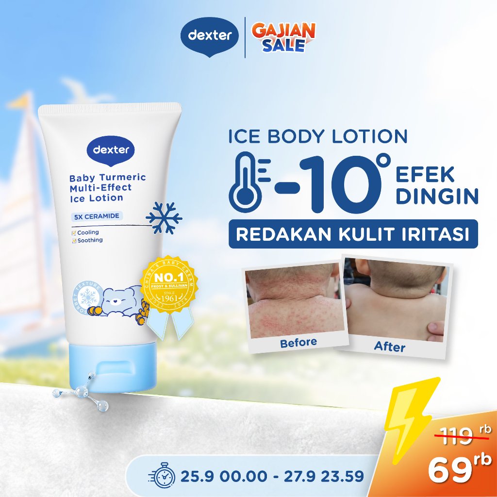 [SPECIAL PRICE] Dexter Baby Turmeric Multi-Effect Ice Lotion | Solusi Kulit Bayi Kering | Body Lotion Bayi Anak dengan Efek Sensasi Dingin | 5X Ceramide & Panthenol | Cocok untuk Kulit Sensitif Kulit Ruam | Skincare Bayi Skincare Anak | Dexter Lotion Bayi