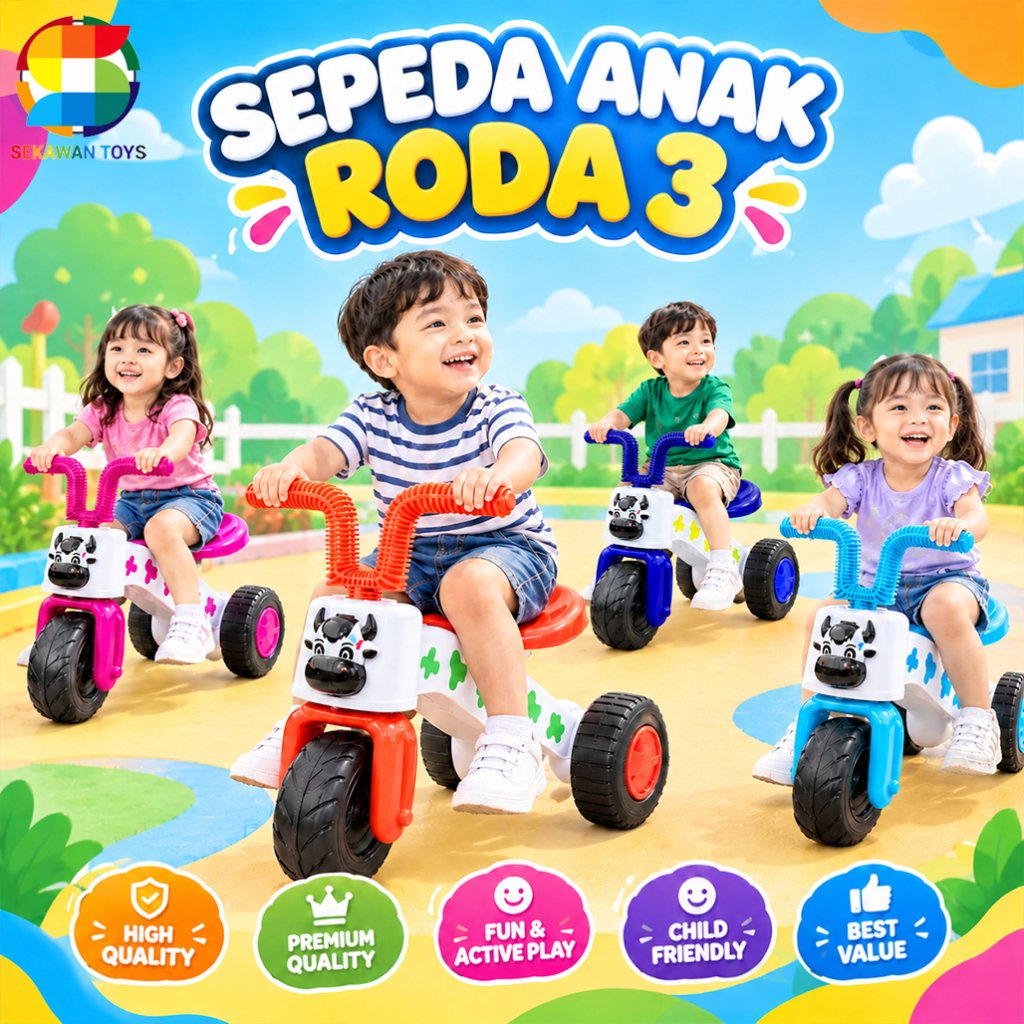 Jual ( BISA COD ) Sekawantoys Mainan Sepeda Dorong Anak Sapi Roda 3 ...