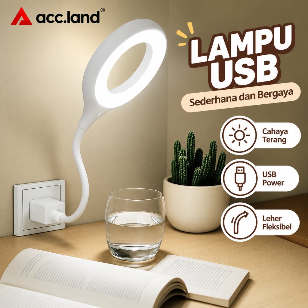Lampu USB Meja Multifungsi Hemat Energi Putih