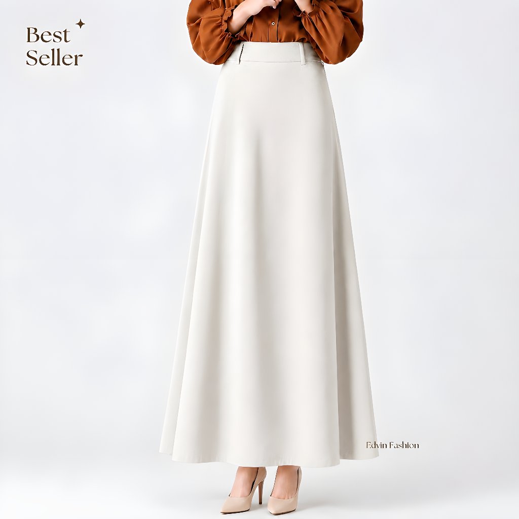 Rok A Line Panjang Wanita | Korean Style Simpel Stylish untuk Kerja dan Kuliah