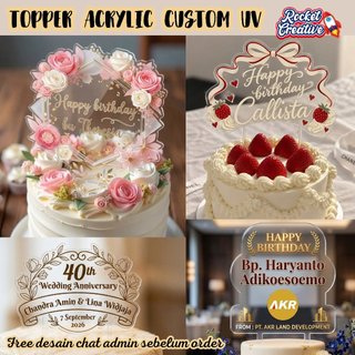 Jual KILAT 1 HARI JADI Topper Cake Custom Akrilik Print UV Premium Free ...