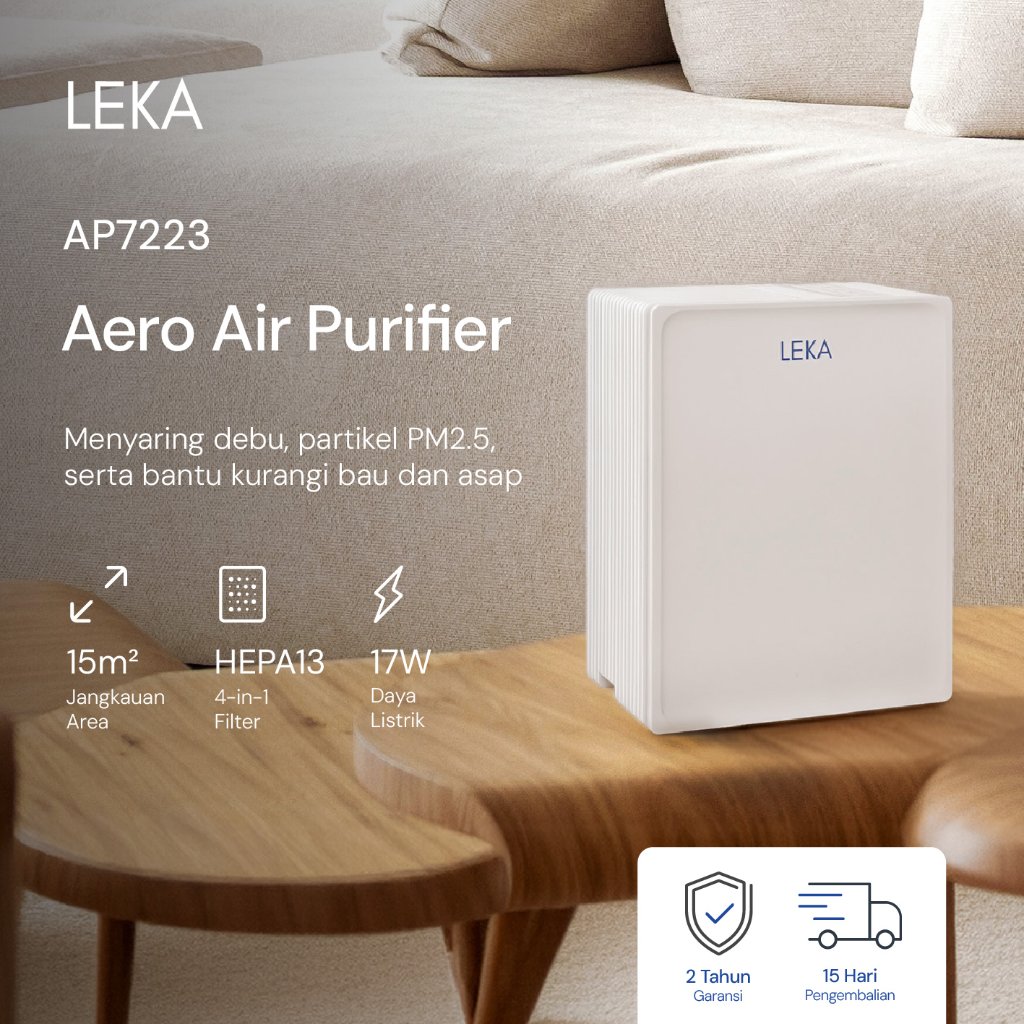 LEKA - AP7223 Aero Air Purifier - Pembersih Udara True HEPA 13 Filter Hemat Listrik
