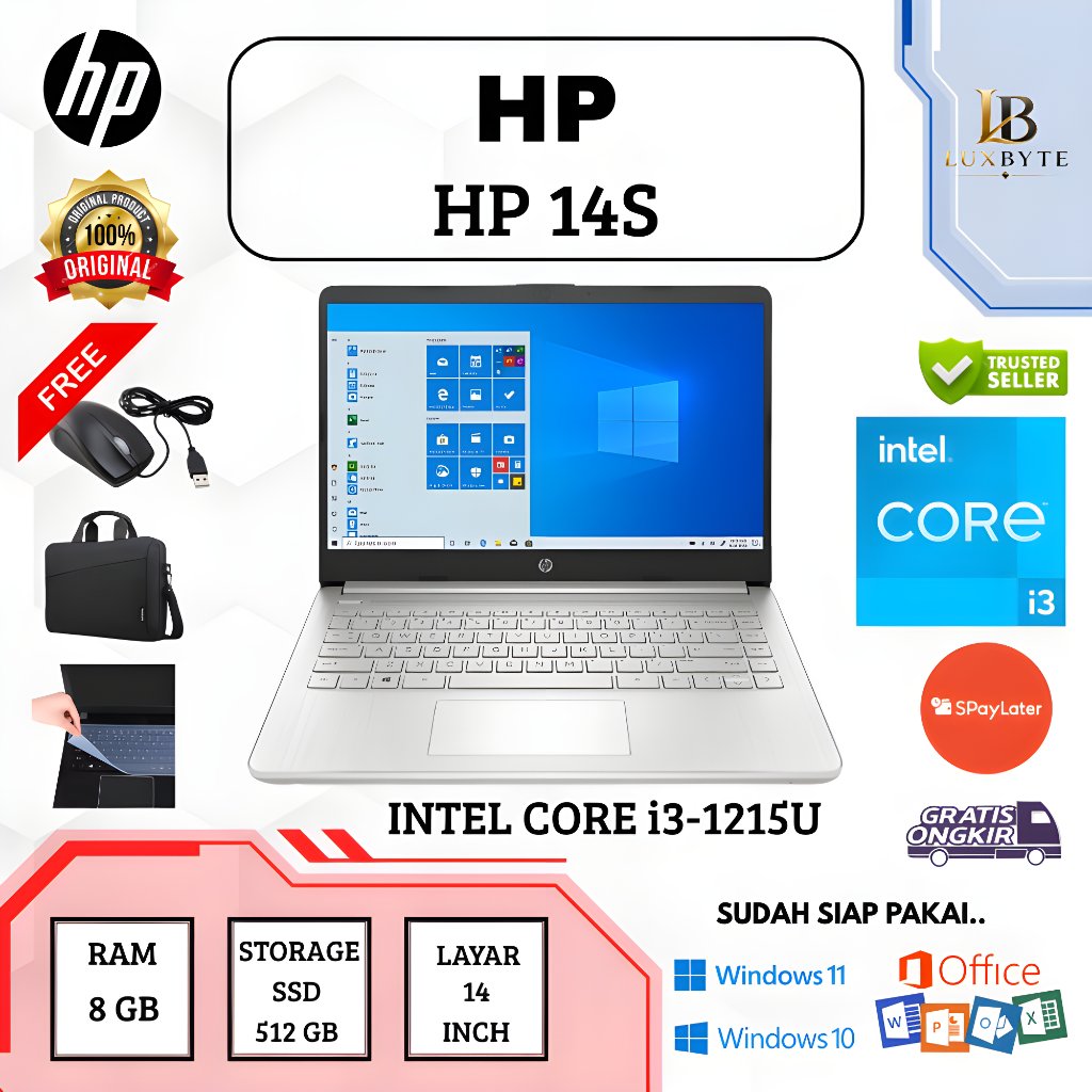 HP 14S | [ INTEL ] CORE i3-1215U | RAM 8GB | SSD 512GB | 14 INCH