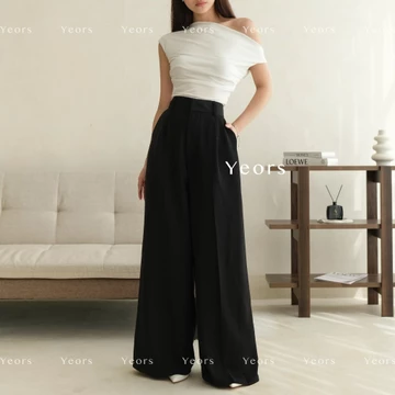 YEORS Hana Pants Celana Wide Kulot Polyester Anti Kusut Trousers Kantor Formal Casual Woman