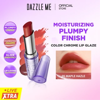 [1PC] DAZZLE ME Color Chrome Lip Glaze Lipstick Balm untuk melembabkan bibir dan Berpigmentasi Tinggi efek glossy buttery moisturizing effect
