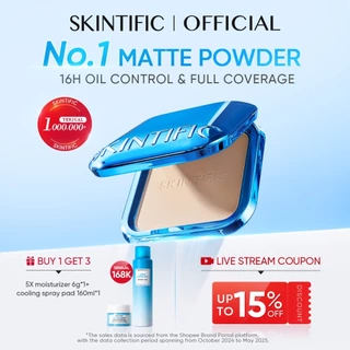 SKINTIFIC - Ultra Cover Powder Foundation 9g |  Two Way Cake Pressed Powder Matte Bedak tabur Padat ori Compact Meratakan warna kulit with Carnosine Ectoin Squalane Silk TWC Powder cushion matte official biru cushion tahan lama blur