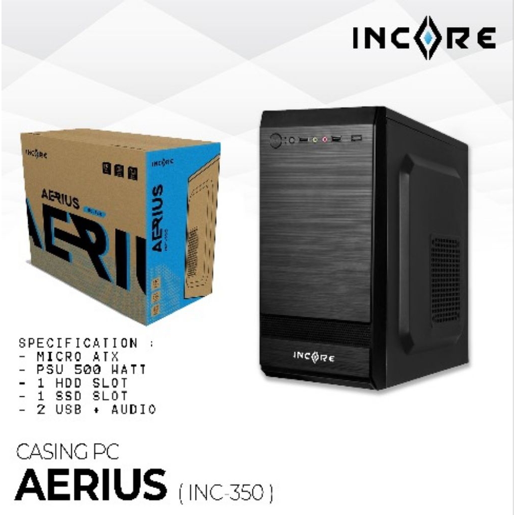 Jual CASING PC INCORE AERIUS 350 + POWER SUPPLY 500WATT | Shopee Indonesia