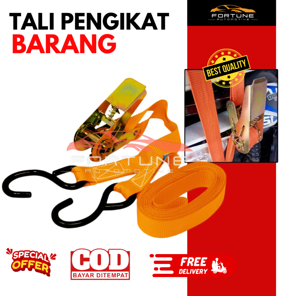 Jual Tali Pengikat Barang Motor 1 Inch x 5M | Rachet Tie Down | Tali ...