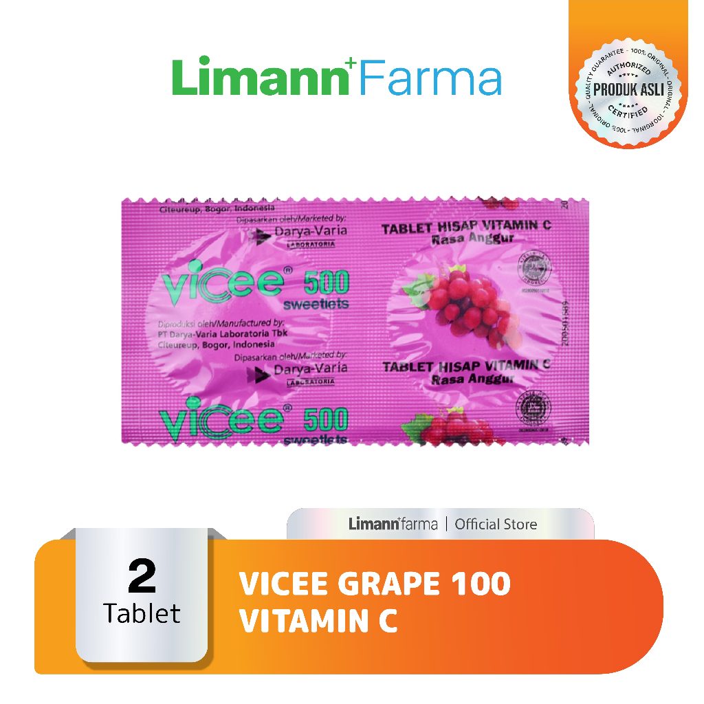 Jual Vice Grape Vitamin C untuk Membantu Kekebalan Tubuh isi 2 tablet ...