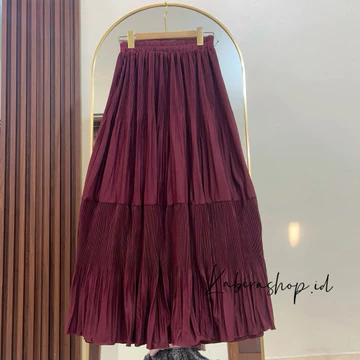 MILLY SKIRT Rok Plisket Lidi Mayung Susun 2 Rok Plisket Cabang Ruffle Pleated Skirt Layer