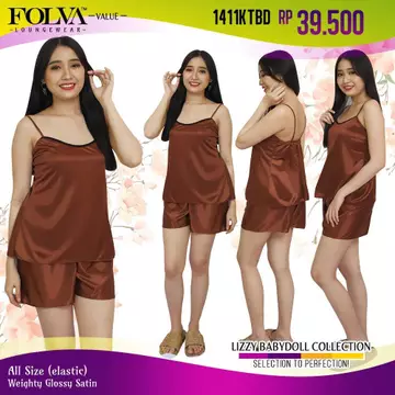 FOLVA Tanktop Baju Tidur Set Celana Pendek Satin All Size