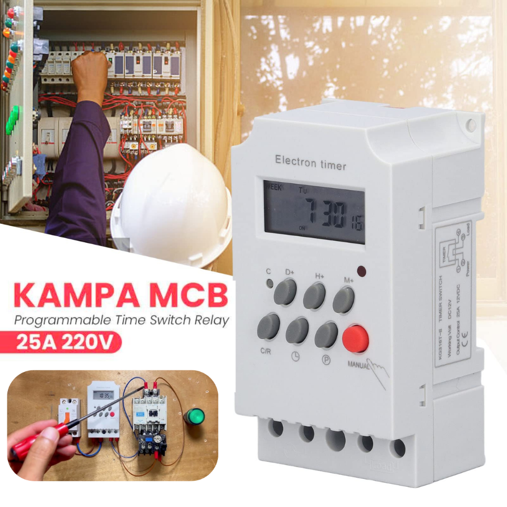 Jual KAMPA KG316T-II MCB Digital Programmable Timer Switch Relay 28 ...