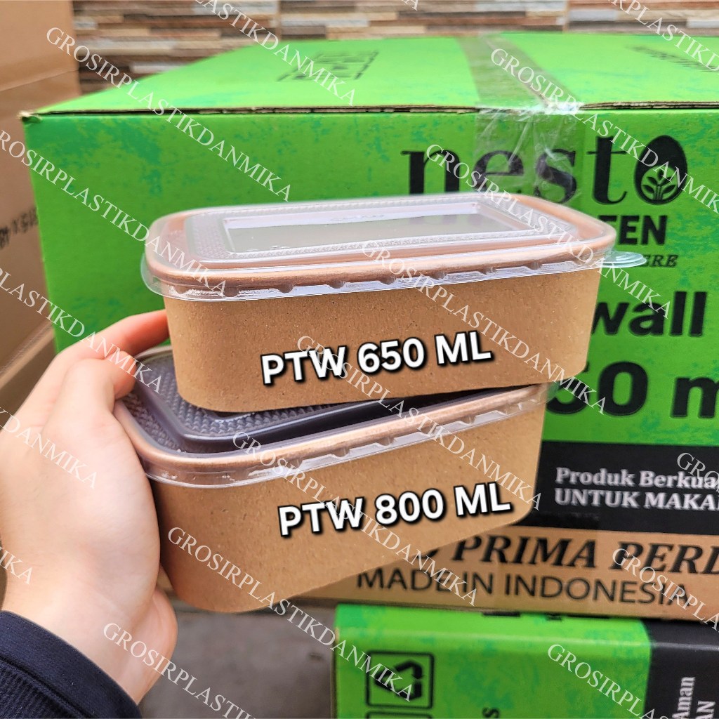 Jual PTW BROWN PAPER THINWALL RECT 650 ML KRAFT + TUTUP / FOOD ...