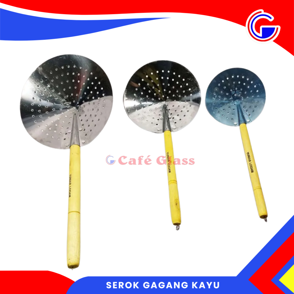 Serok Aluminium Gagang Kayu / Peniris Minyak