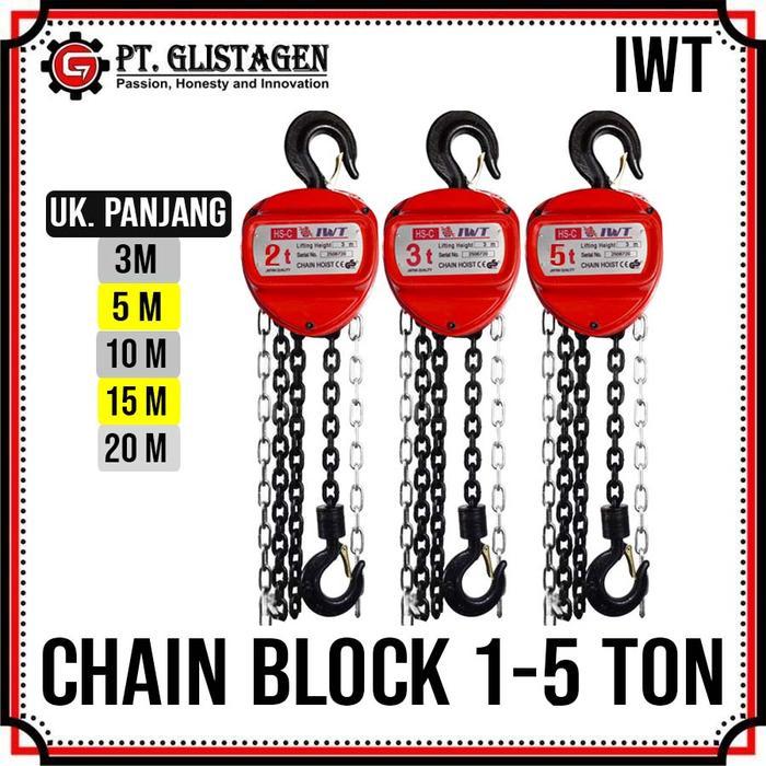 Jual IWT Chain Block Blok Tackle Takel Katrol 1-5 Ton Panjang 2 Ton X ...