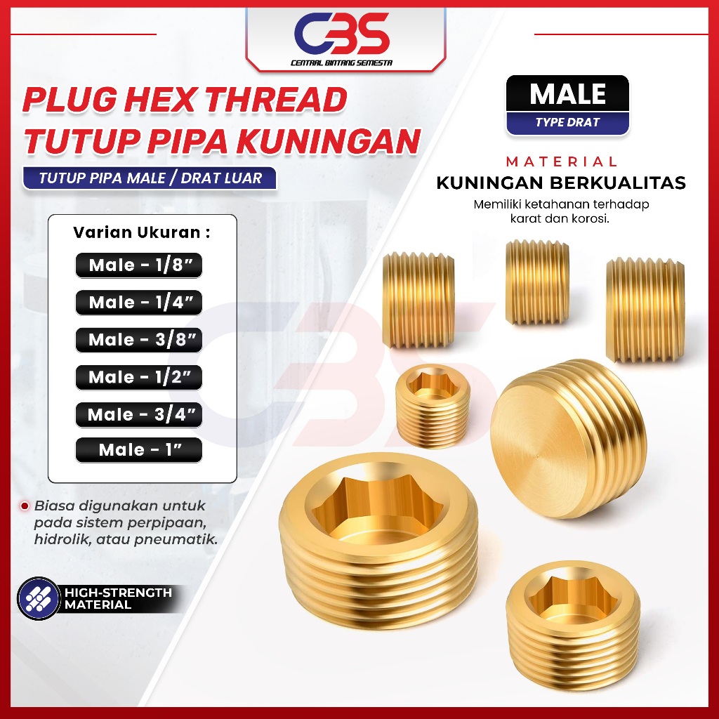 Jual Plug Thread Tutup Pipa Male Brass Hex Kuningan Ulir | Shopee Indonesia