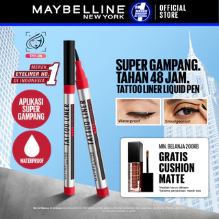 MAYBELLINE OFFICIAL Tattoo Liner 48H Liquid Pen Eyeliner Waterproof Make up Line Tattoo High Impact Tahan Lama 48 Jam Hitam Superstay Matte Vinyl Ink