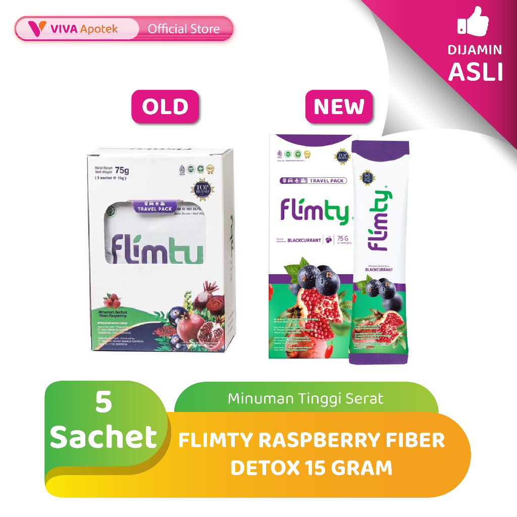 Jual Flimty Raspberry Fiber Detox 15 Gram (5 Sachet) | Shopee Indonesia