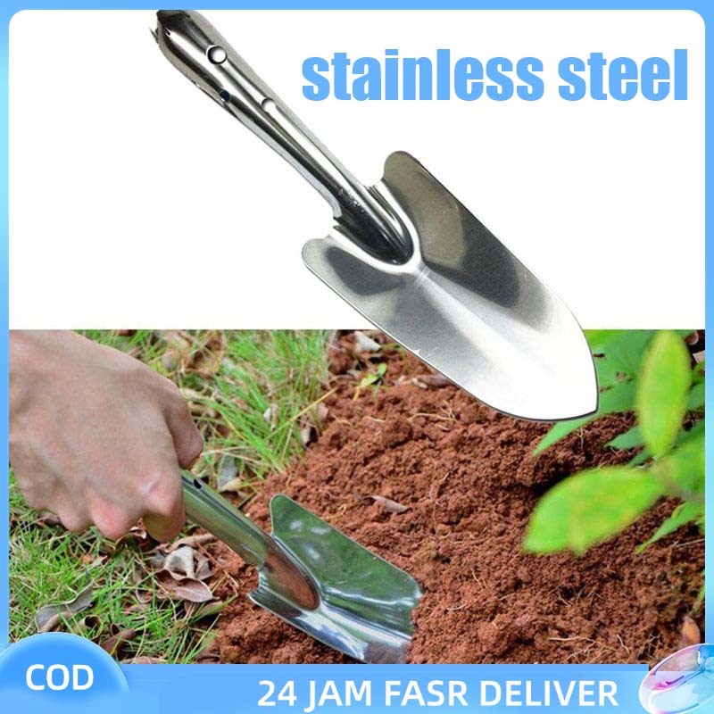 27cm Garden Shovel Sekop Tanah Kecil Stainless Alat Berkebun Sekop Tanaman Mini Sekop Kebun Stainless Steel Sekop Berkebun Untuk Perkebunan Dan Pertanaman