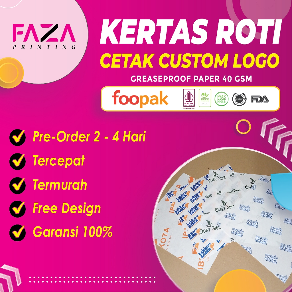 Jual CUSTOM Kertas Roti Foodgrade ( Jumlah Banyak ) | Shopee Indonesia
