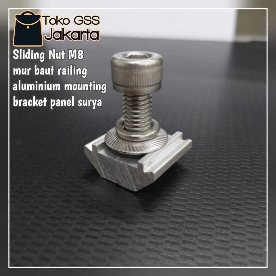 Jual Sliding Nut M8 mur baut railing aluminium mounting bracket panel ...