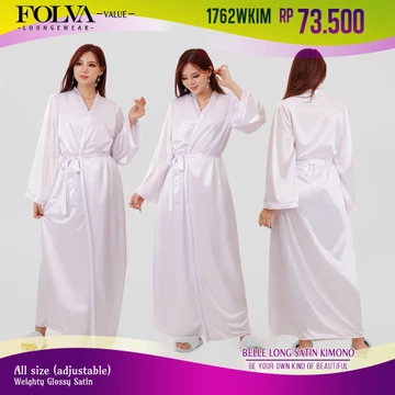 FOLVA Kimono Baju Tidur Panjang Satin Robe All Size