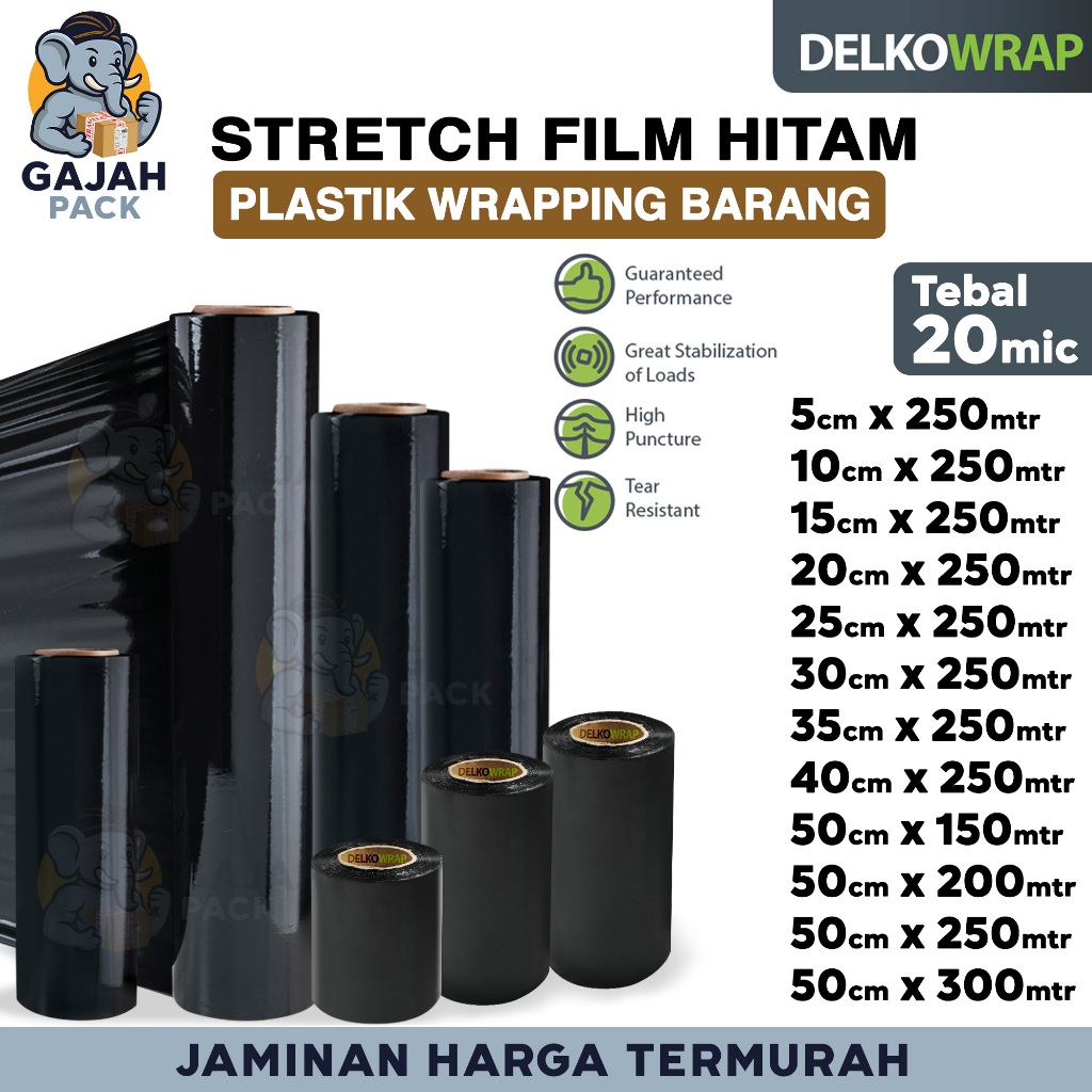 Jual Plastik Wrapping STRETCH FILM HITAM Black Pembungkus Wrap Barang ...