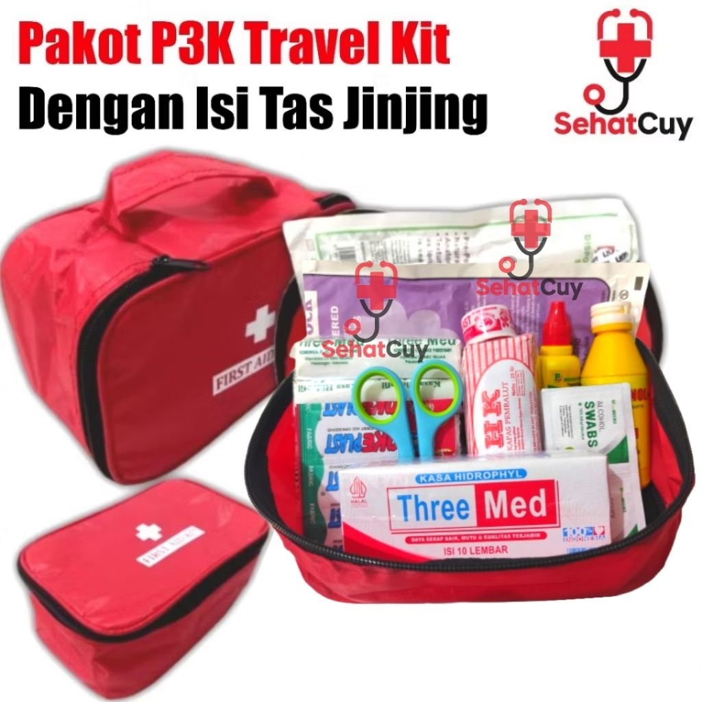 Jual Paket P3K Travel Kit / Tas Jinjing Standar Isi Lengkap / P3k Mobil ...