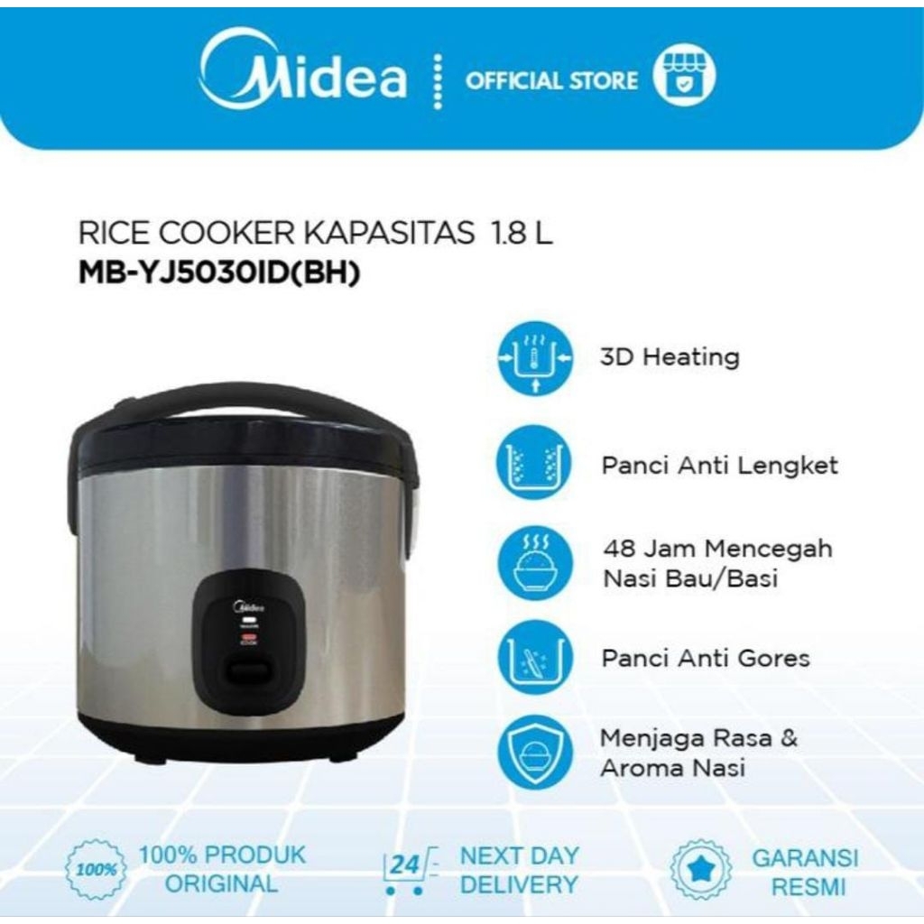 Jual RICE COOKER MIDEA 1.8LITER MB-YJ5030ID RICE COOKER MIDEA | Shopee ...