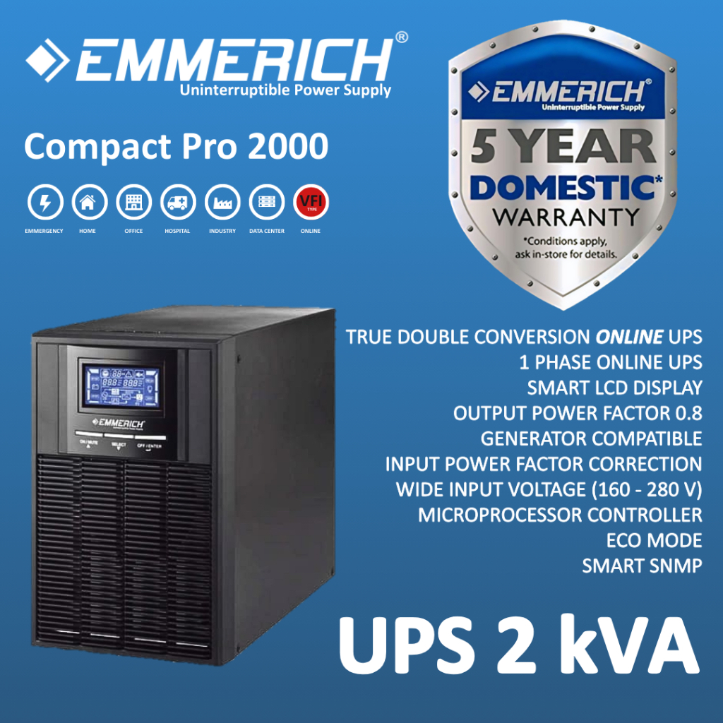 Jual EMMERICH UPS Compact Pro 2000 VA 1 Phase | Online Double ...