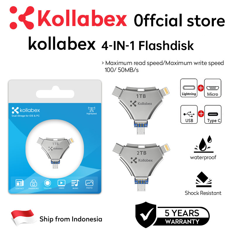 Jual Kollabex Flashdisk IOS OTG USB 3.0 Flash Drive 2TB 1TB, 4 in 1 ...