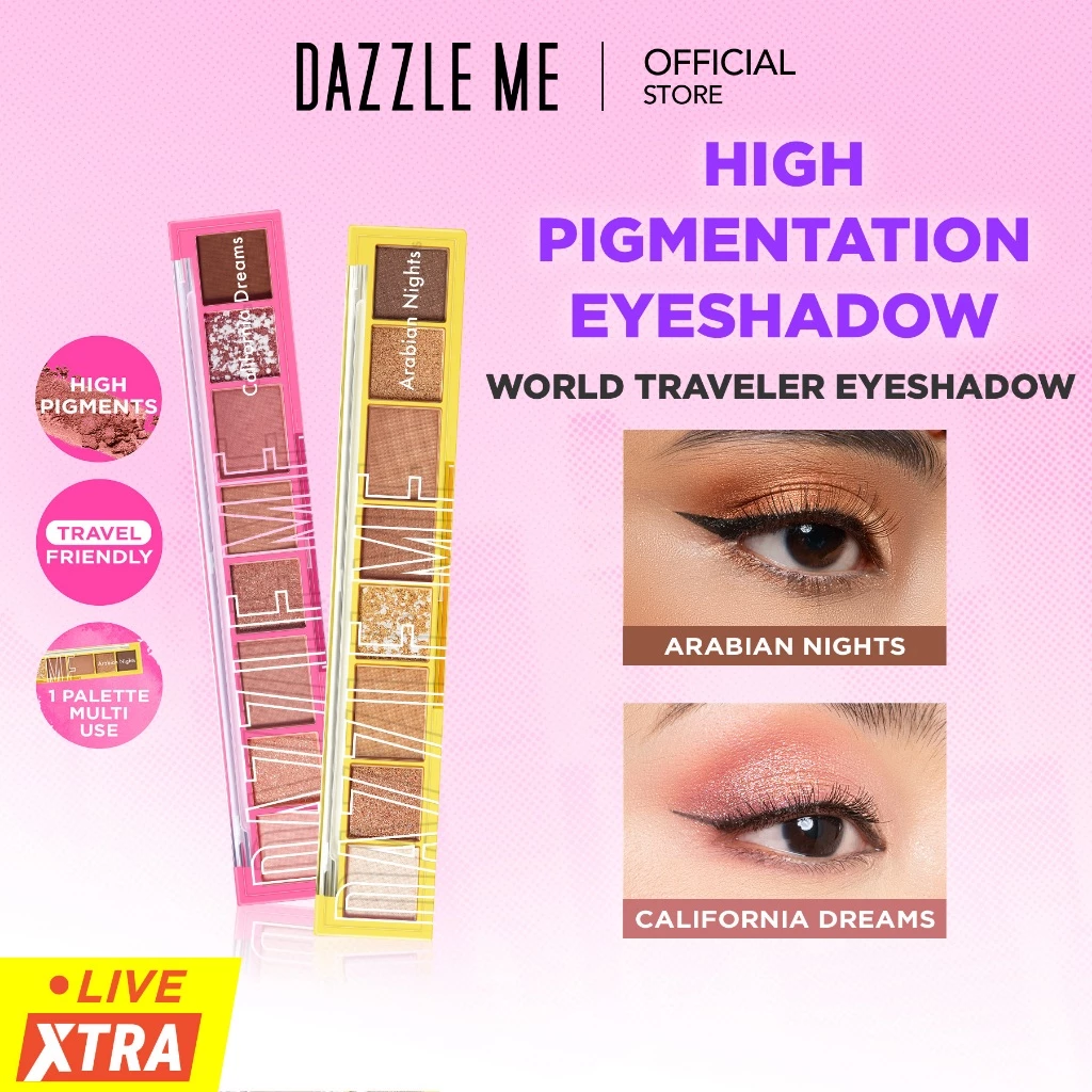 Palet Eyeshadow Dazzle Me untuk Traveling - 8 Warna Makeup Mata Matte Alami BPOM