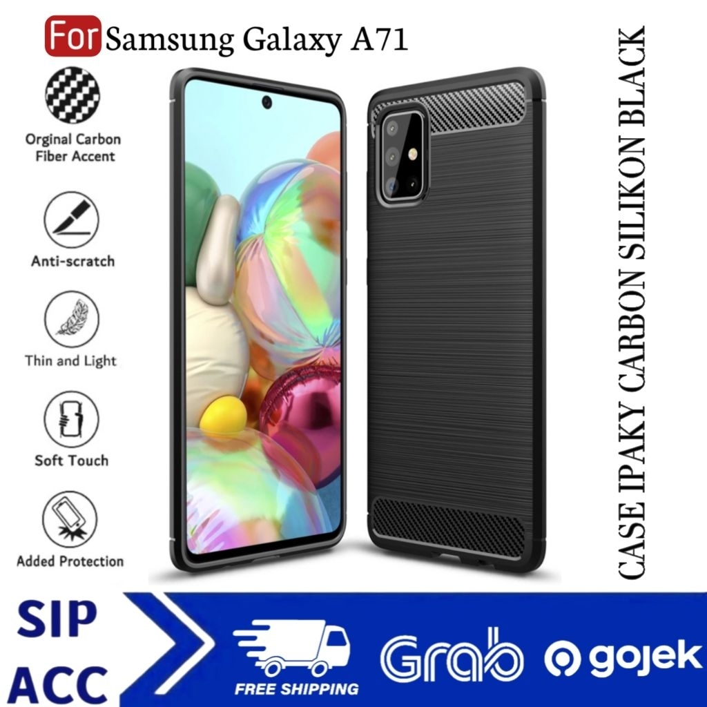 Jual Case Samsung A71 Silikon Ipaky Carbon Softcase Rugged Armor