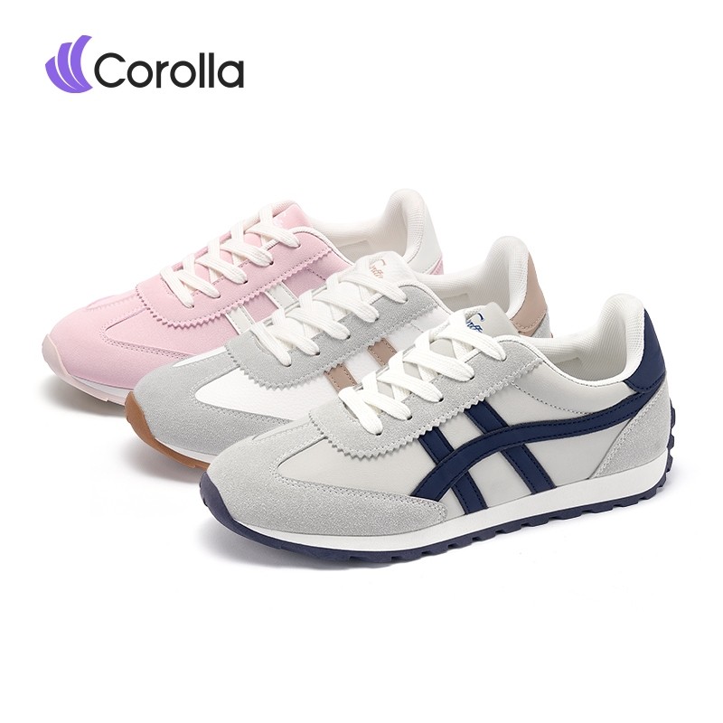 COROLLA Tiger Wave Sepatu Sneakers Wanita Pria Unisex Gaya Korea Ringan Empuk Nyaman Penambah Tinggi Anti Slip Navy Pink Cokelat